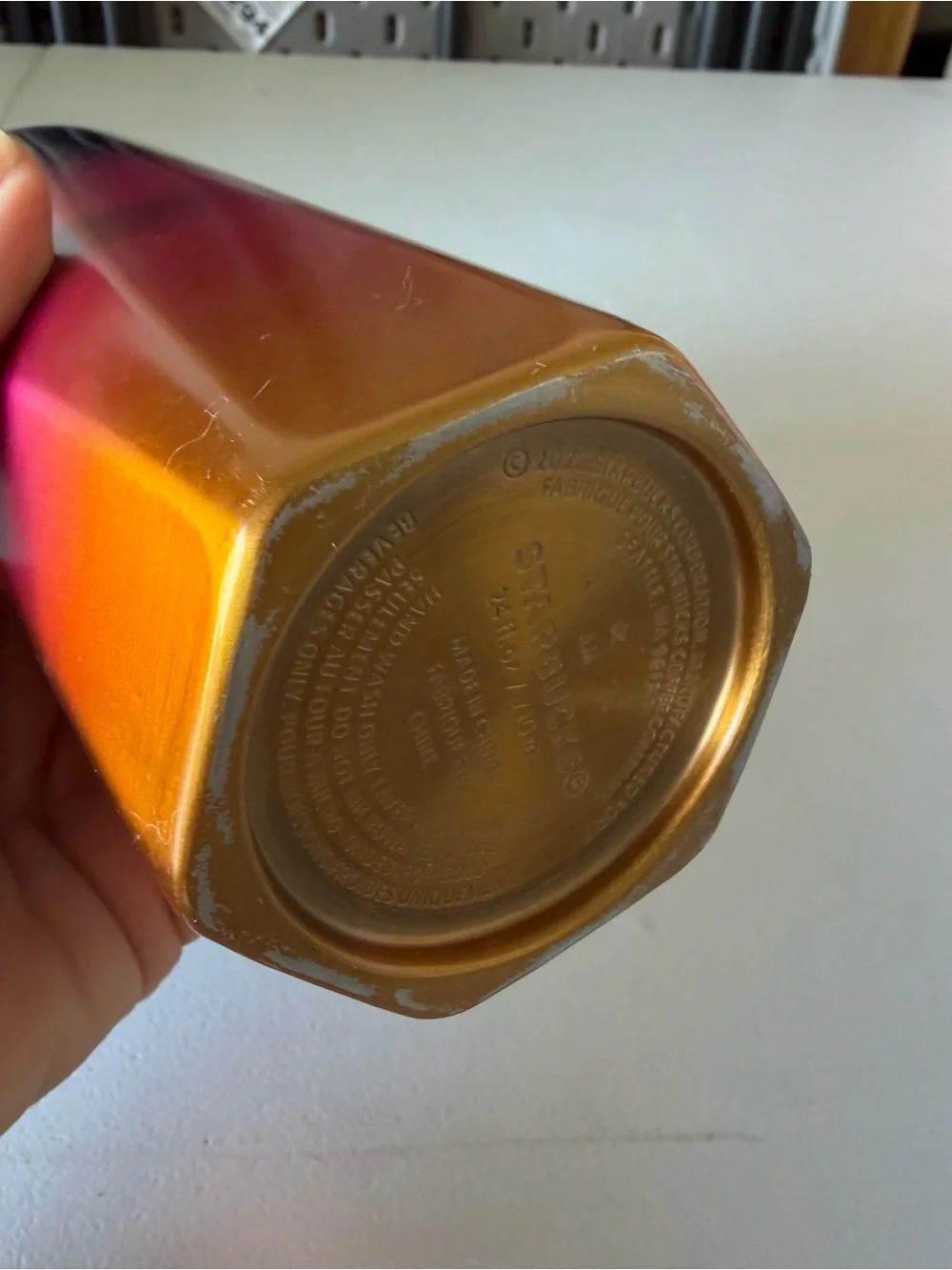 Starbucks Tumbler Travel Mug Gold Pink Purple Ombre